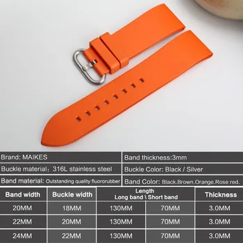MAIKES Watch Pribor Kakovosti Fluor Kavčuk Watch Band 20 mm 22 mm 24 mm Šport Gledam Trak Oranžne Watchband Za Omega Watch