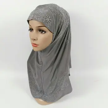Malezija Muslimanska oblačila Hidžab Šal Trdna Bombaž diamond šal ženske headscarf pripravljen nositi hidžab musulman femme foulard Headwrap