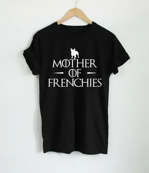 Mati Frenchies Pes Mama Tshirt Smešno Grafični Mama Ženske T-shirt Kawaii Kratek Rokav Vrhovi Tees Bombaž posadke Vratu korejski Majice