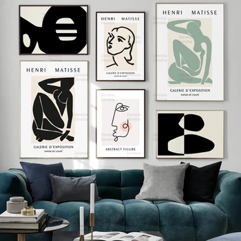 Matisse Povzetek Platno Minimalistično Slikarstvo Slika Skladu Nordijska Plakatov in Fotografij Wall Art Slik, Dnevna Soba Dekoracijo
