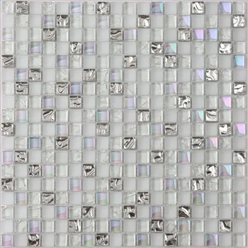 Mavrične Barve Whie Srebro Stekleni Mozaik Ploščice Backsplash HYM028 Stekleni Mozaiki Za Kopalnico, Kuhinjo,