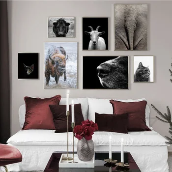 Mačka, Konj Jaka Orel Slon Kozje Živali Nordijska Plakatov in Fotografij Wall Art Platno Slikarstvo Stenske Slike Za Dnevna Soba Dekor