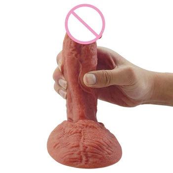 Mehko Pravi Kože Silikonski Vibrator Realne Sesalni Dildo Moški Umetne Gume Penis Ženska Masturbacija Sex Igrače Sex Shop