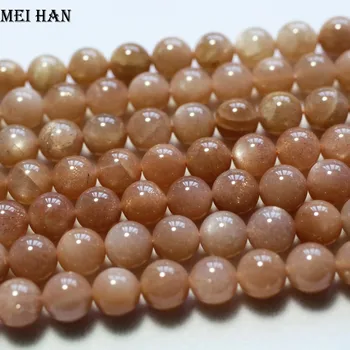 Meihan Brezplačna dostava (48 biseri/sklop/32 g) naravni 7.5-8 mm oranžna moonstone nemoteno krog svoboden kroglice za nakit, izdelava desing