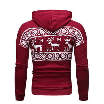 Men ' Elk Kapuco Moda Božič Snowflower Natisne Puloverju Zimski pulover s kapuco Jopica Moških Črna Jopica