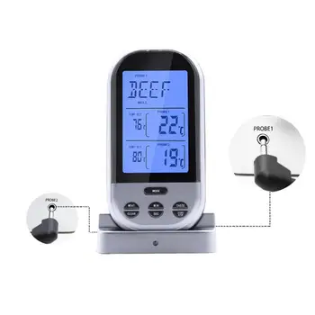 MeterMall Digitalni Mesa Termometer z Nepremočljiva Dvojno Sonda Brezžični Daljinski Termometer za peko na žaru, Pečici, Kadilec, Žar