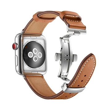Metulj sponke trak za apple ura 5 4 band 44 mm 40 mm 3 band 42mm 38 mm Pravega Usnja watchband za iwatch zapestnica