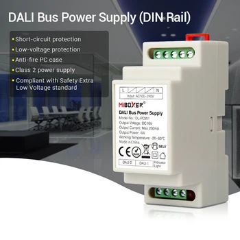 Miboxer DIN Rail DALI Avtobus Napajanje DL-POW1 DC 16V 4W Max 250mA LED Transformator za 110V AC 220V DALI RGB SCT LED Downlight