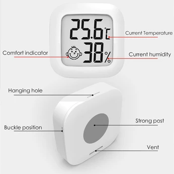 Mini Termometer, Higrometer Zaprtih Termometer Soba Merilnik Temperature Monitor Metrov z Smeška design
