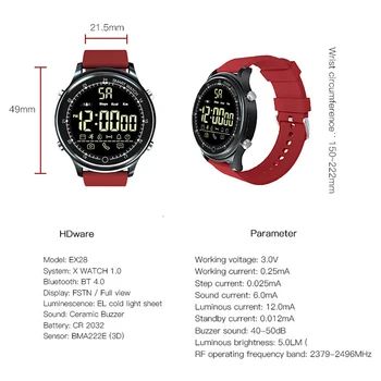 MNWT EX28 Smart Šport ura Srčnega utripa, Krvnega Tlaka, Spremljanje Manšeta Watch Bluetooth Pedometer IP67 Nepremočljiva Smartwatch