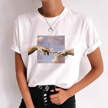 Moda Bombaža Ženske T-Shirt Priložnostne Svoboden Estetske Kratek Rokav Poletje Harajuku Ženske Tees Vrh W708