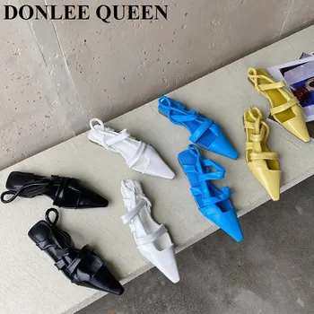 Moda Konicami Prstov Slingback Sandali Ženske Ravno Zdrsne Na Priložnostne Pomlad Čevlji Luksuzni Oblikovalec Mule Poletne Sandale Zapatos De Mujer