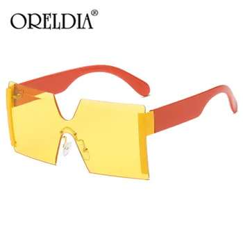 Moda Prevelik Kvadratnih Rimless sončna Očala Ženske blagovne Znamke Oblikovalec Ravno Top Velika Očala za Sonce Ženskega Enem Kosu Potovanja Gafa de sol