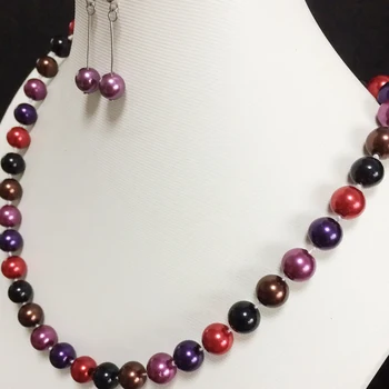 Moda rdeča modra lupini 8 mm multicolor simulirano-pearl umetne biser krog kroglice trendovski nakit ogrlica kar 15-palčni BV48