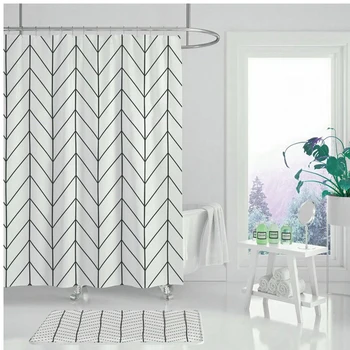 Moderne tuš zavesa geometrijske cvet risanka tuš zavesa Cortina nepremočljiva poliester kopalnica