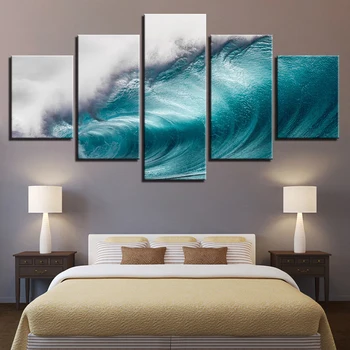 Modularna Slike 5 plošče seascape ocean val Plakat Wall Art Modular Slike Stenske Slike Dnevna Soba Platno Slikarstvo