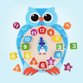 Montessori Lesene Igrače Število Pismo Sestavljanke Žaba /Owl Ura Otroci Otroški Baby Pisane Gradniki Razsvetljenje