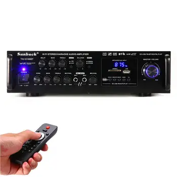 Močan 2000W 110V 220V bluetooth 4ohm Stereo Audio Moč Hi-fi Ojačevalec Karaoke Ojačevalec+RC Support 2 MIC FM Moč Ojačevalnika