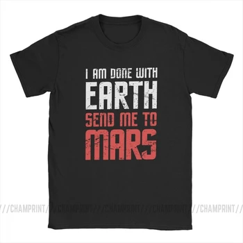 Moška Majica s kratkimi rokavi Vesolju Poslanstvo Planet Mars Kul Kratek Rokav Zasedbo Mars Elon Musk Tees Oblačila Bombaža, Plus Velikost T-Shirt