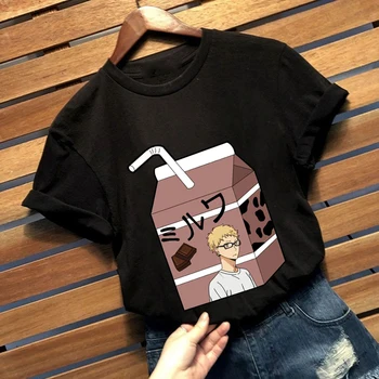 Moški Ženske T-shirt Vrhovi Kawaii Haikyuu Karasuno Visoki Šoli T-shirt Posadke Vratu Opremljena Mehko Anime Manga Tee Shirt Oblačila