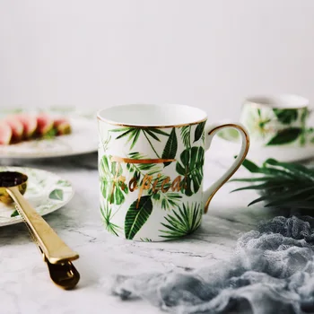 Najboljši Zlati Kapi Zeleno Plat Novega Modela, Porcelana Kava Latte Vrč Tiskanje Teacup Keramično Skodelico Čaja Kosti Kitajske Vode Drinkware