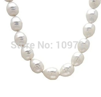Nakit 00833 AAA+ 12x15mm belo barvo lupine biser baroka uhan & ogrlica razkošno set
