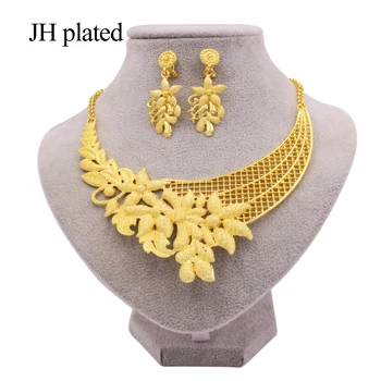 Nakit sklopov zlato barvo ogrlica, uhani za ženske Afriške Dubaj poročne Ženske darila obeski collares debelo nakit set