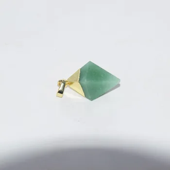 Naravna Zelena Aventurine Kvadratnih ogrlice Obesek za Ženske Gladko kristali kremena zlato točko zdravilni kamen obesek za dekle