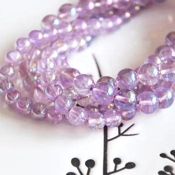 Naravne sivke vijolično aqua aura quartz crystal 6-12mm krog svoboden kroglice nakit, izdelava DIY za ženske