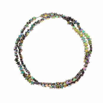 Naravni Kamen Hematit Kroglice Svetlo Pentagram obliko 4 mm 130Pcs Prekrita kroglice za DIY Ogrlico, Zapestnico, Nakit, Izdelava Dodatki