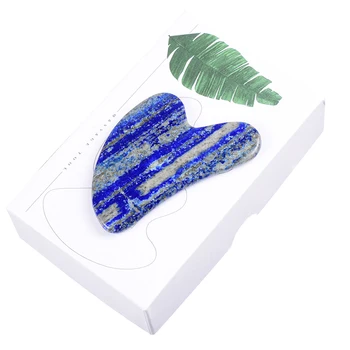 Naravni Lapis Lazuli Obraz Massager Nego Kože Gua Sha Orodja Nastavite Lepoto Akupunktura Strganje Kristalni Kamen Zdravje Nazaj Dvigalo Terapija