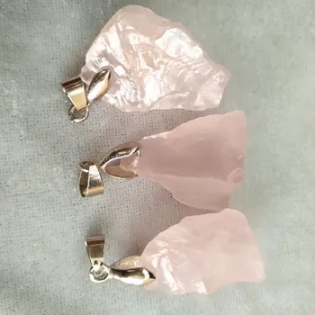 Naravni rose quartz crystal vzorcu obesek