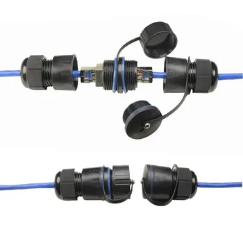 Nepremočljiva RJ45 vtičnico, Ethernet LAN RJ 45, CAT 6 ženskih dvojno glavo M25 nut Straight glavo vodoodporen POKROV priključek priključite adapter