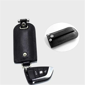 Nevtralno Moda Luksuzni Avto, Keychain PU Usnje Tipko Primeru Preprost Magnetni Gumb Skp je uporaba Brezžičnega Telefona Gumb