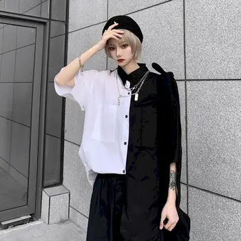 NiceMix gothic mozaik ženske bluze črne in bele majice, bf, ženske obleke, letnik poletni vrhovi majica plus velikost par bluzo