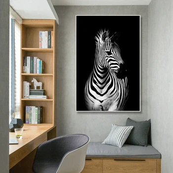 Nordijska Prostoživečih Živalskih Črno Beli Lev Platno Slikarstvo Plakatov in Fotografij Zebra Wall Art Slike za Dnevni Sobi Doma Dekor