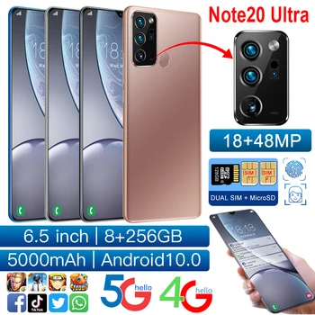 Note20Ultre Pametni 6.5 Inch Android Snapdragon 855 10 Jedro 12GB RAM 512GB ROM LED 2020 Globalni Različici 4G5G Primeru Mobilni Telefon