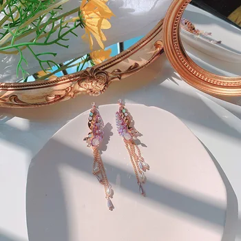 Nov slog vijolično tassel ženski uhani za ženske francoski retro vse-tekmo metulj Stud uhani 2020 priljubljenih ženskih dodatki