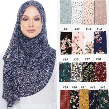 Nova Mehurček Šifon Muslimanskih Hijabs Rute Design Cvet Dolgo Šali Obloge Headscarf Obloge Turbans Glavo Dolge Rute 43 BARVE