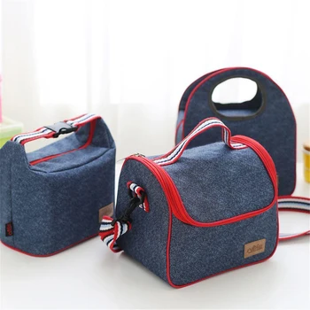 Nova moda denim kosilo vrečko toplotne hrane izolirani torbi otroci, ženske ali moški priložnostne hladilnik termo piknik vrečko termo kosilo polje