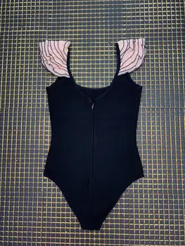 Nova Plaža Moda Seksi Ruffles Ženske Povoj Bodysuit 2020 Slavni Modni Oblikovalec Plažo Bodysuit