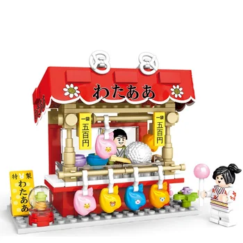 Novi Japonski Mesto Street View gradniki Takoyaki Marshmallow Sadje, Trgovina, Bar, Trgovina Opeke Set Komplet za Sestavljanje DIY Igrače za Otroka