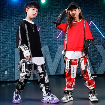 Novi Korejski Vrh Hlače Jazz Obleko Otrok Hiphop, Ples, Oblačila, Fantje, Dekleta, Hip Hop Kostume Otroci Street Dance Obleko