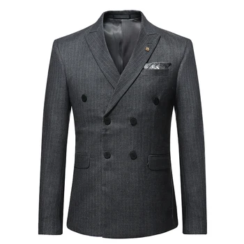 Novi modeli Moških Oblek Slim Fit 3 Kos Dvojno Zapenjanje Maturantski Tuxedos Priložnostne Podjetja Jakna Blazer + Telovnik + Hlače za Poroko