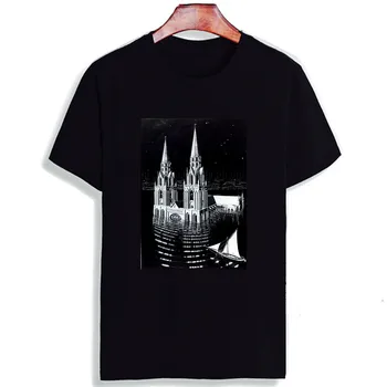 Novih Bombaž Tshirt Escher Nadrealistično Tiskanja Kratek Rokav Vrh & Tee Modna Športna T Majica Par Unisex Oblačila