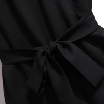 Novo 2021 poletje Koreja stil plus velikost mini obleka za ženske velika kratek rokav svoboden čipke pasu obleke črne 3XL 4XL 5XL 6XL 7XL