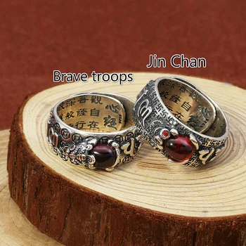 Novo izvirno oblikovanje zlati cicada žaba pogumnih vojakov Tajski srebro odprt obroč ruby nesramna čar čar moške in ženske, nakit