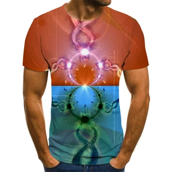 Novo psihedelični T-shirt moški 3D T-shirt dizzy tisk T-shirt črna majica kratek sleeved ulica moške casual poletnih vrh