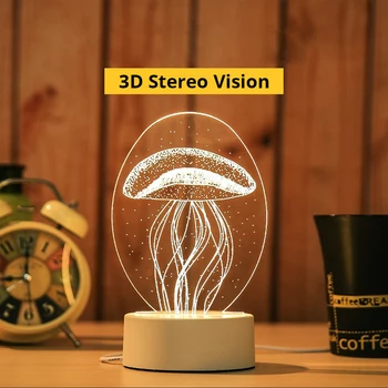 Novost Creative 3D LED Nočne Luči Iluzijo Noč Lučka 3D Iluzije namizne Svetilke Za Dom Dekorativne Luči Božično Darilo
