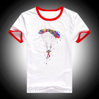 Novosti design Paraglider, ki plujejo pod akvarel print majica s kratkimi rokavi ženske extreme air šport tee shirt femme bela modni t-shirt ženski